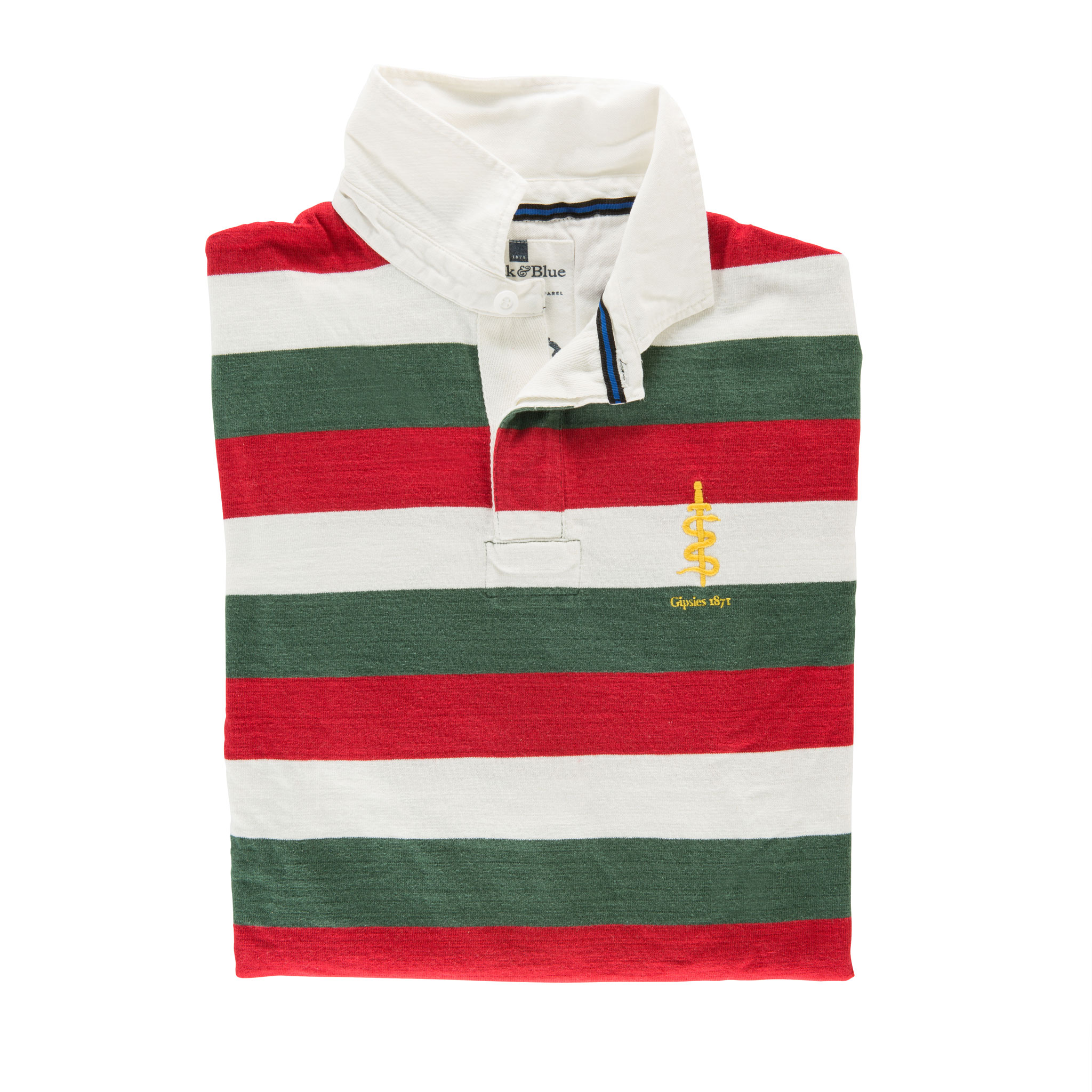 red and white rugby shirt