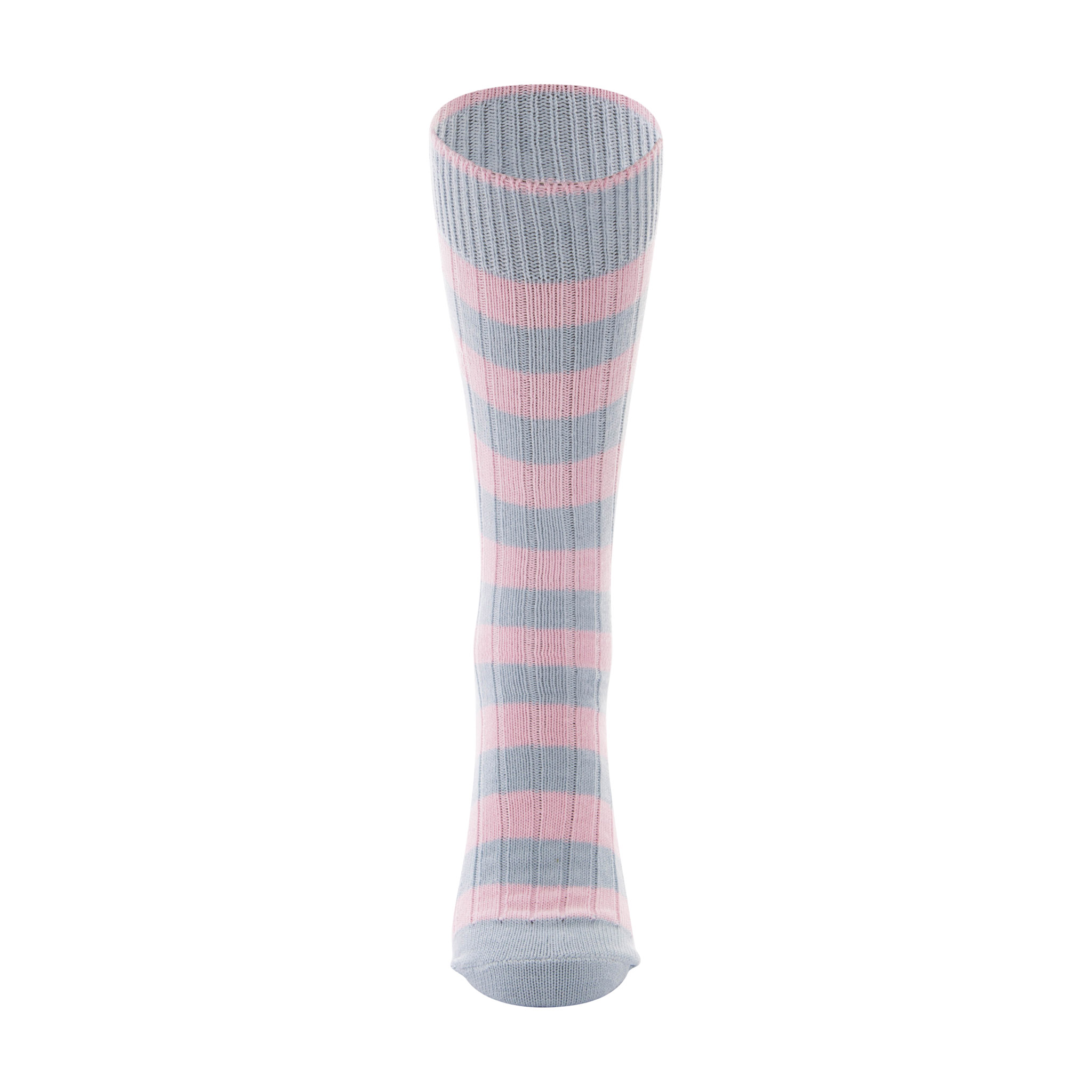 Cotton pink and sky blue stripe sock - front view