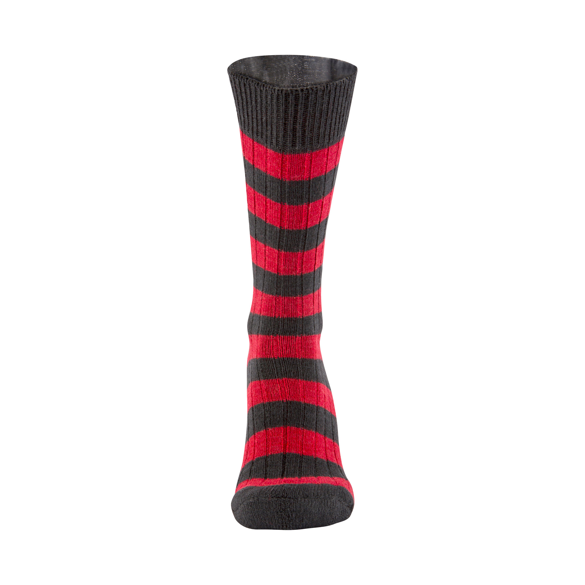 Merino Wool black and red stripe sock - front