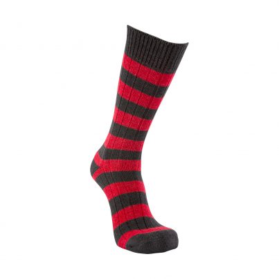 Merino Wool Black And Red Stripe Sock