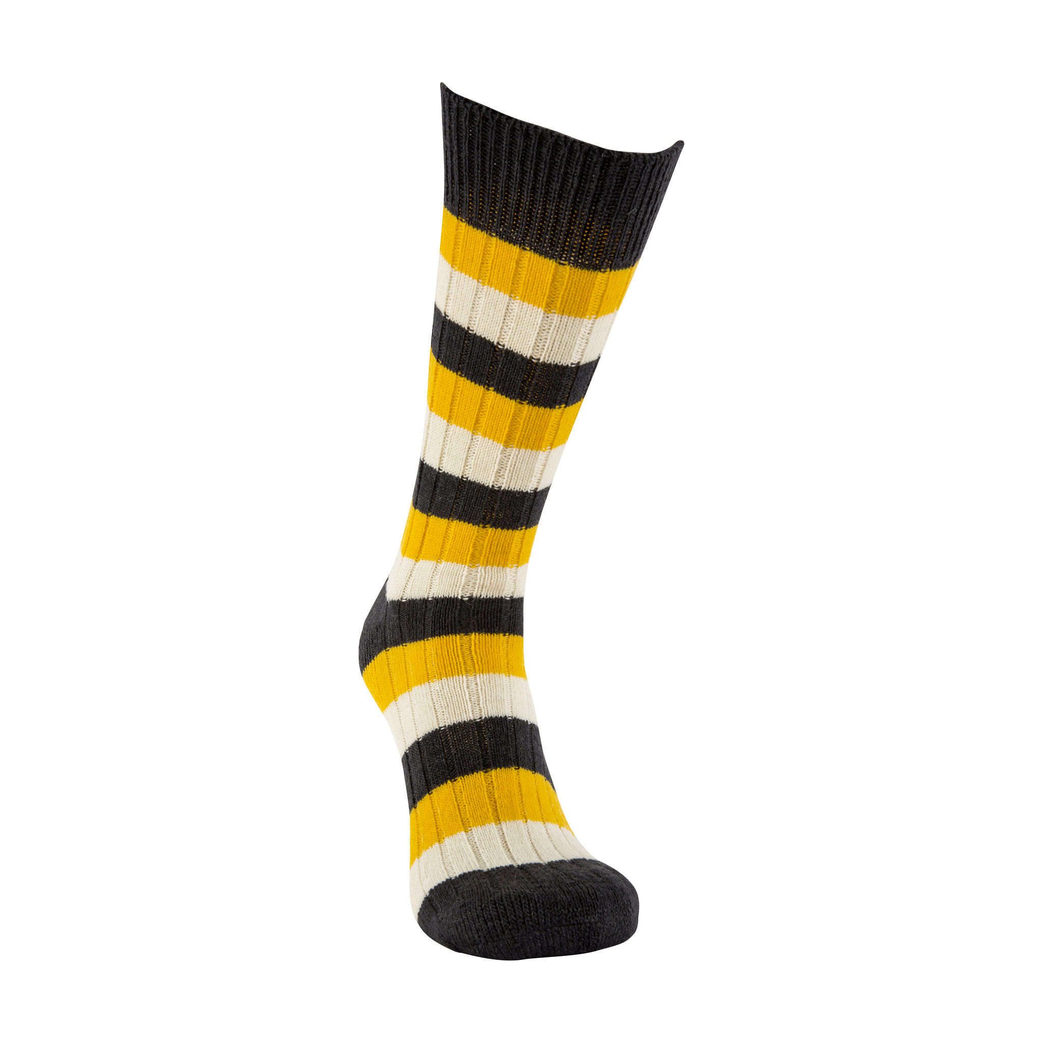 Merino Wool black, yellow and white stripe sock