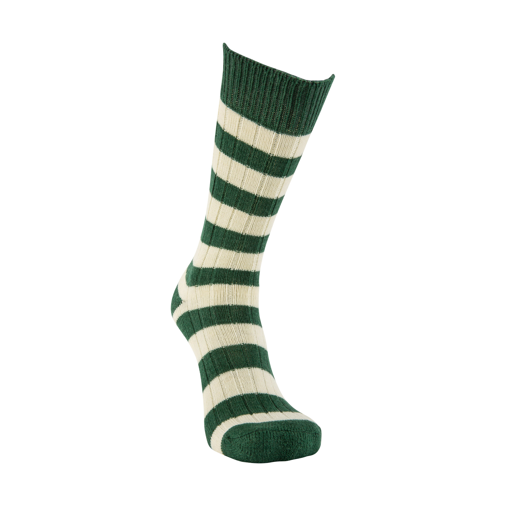 Merino Wool green and white stripe sock