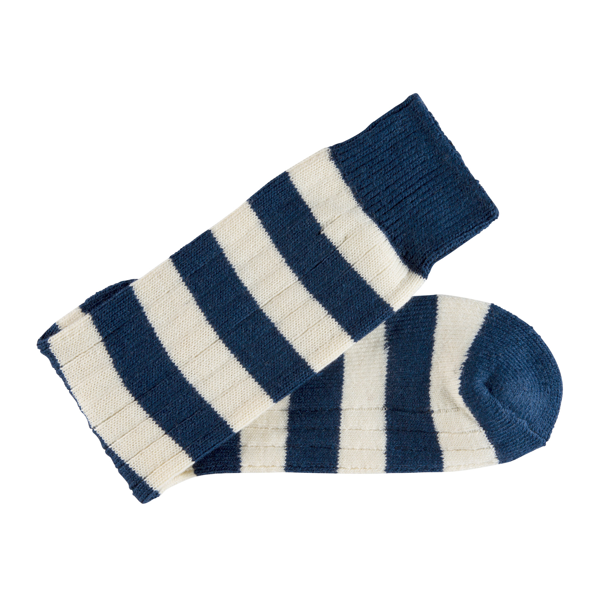 Merino Wool blue and white stripe sock - folded
