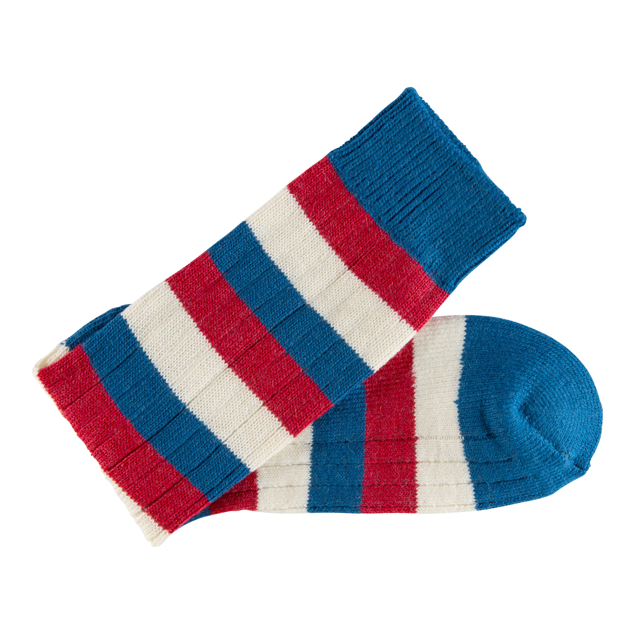 Merino Wool red, white and blue stripe sock - folded