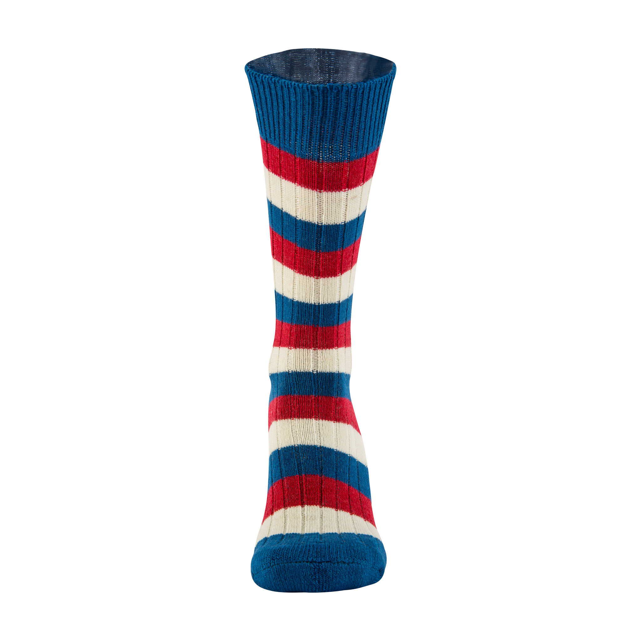 Merino Wool red, white and blue stripe sock - front