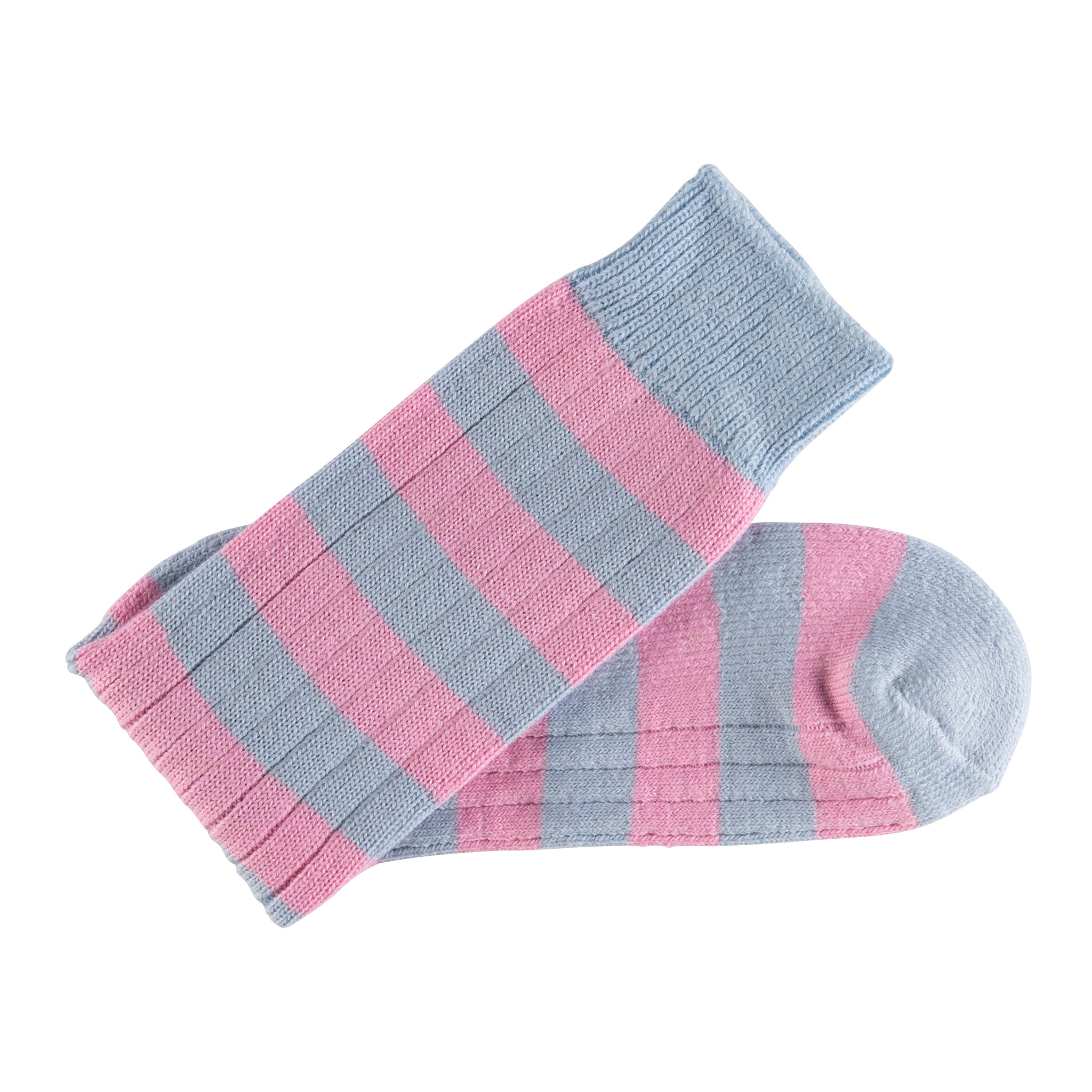 Merino Wool pink and sky blue stripe sock - folded