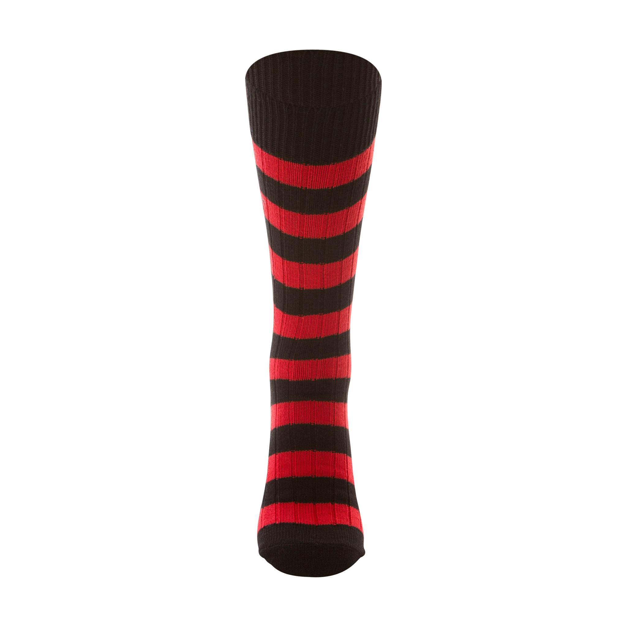 Cotton black and red stripe sock - front view