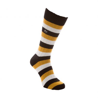 Cotton Black, Yellow And White Stripe Sock - Side View