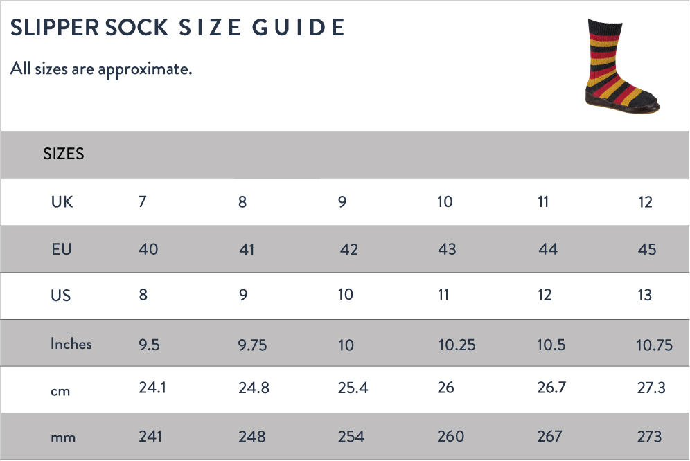 Slipper Sock Size Guide