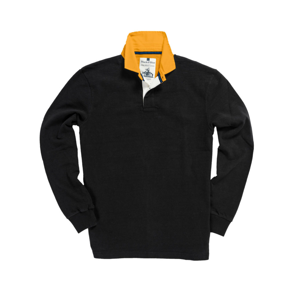 Classic Black 1871 Vintage Rugby Shirt with Yellow Collar