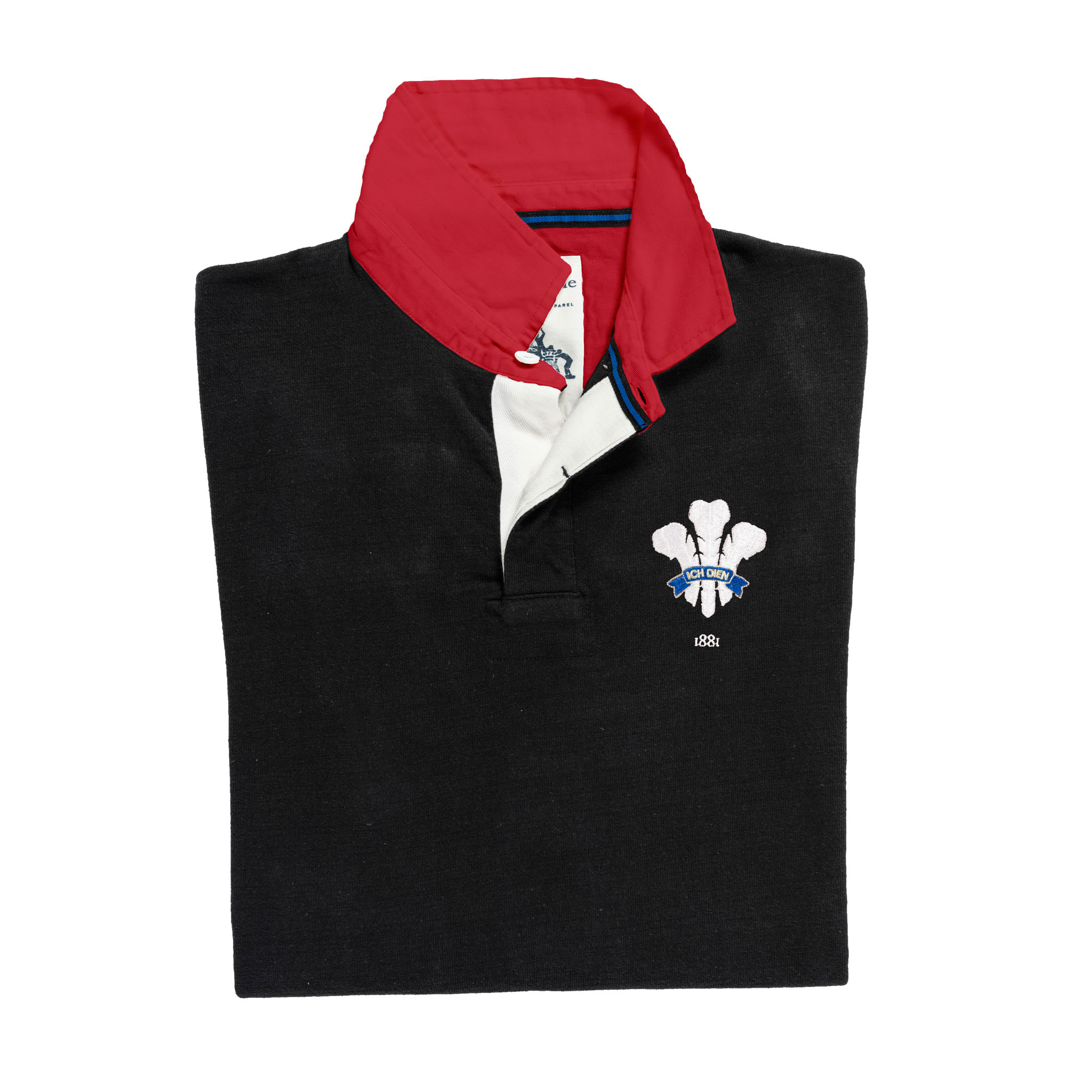 Wales 1881 Black Vintage Rugby Shirt_Folded