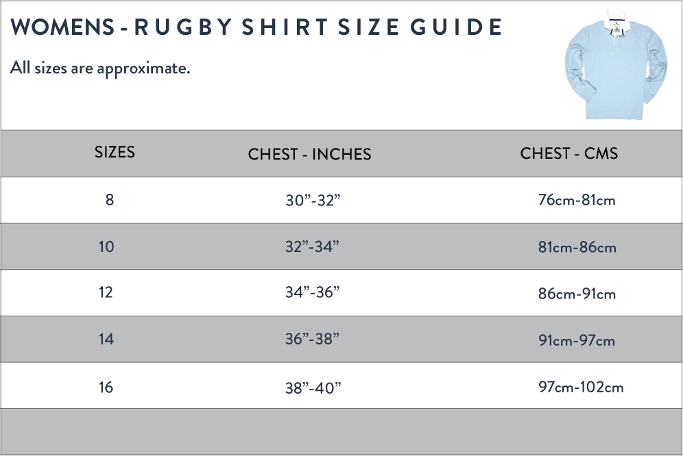 Women's Rugby Shirt Size Guide