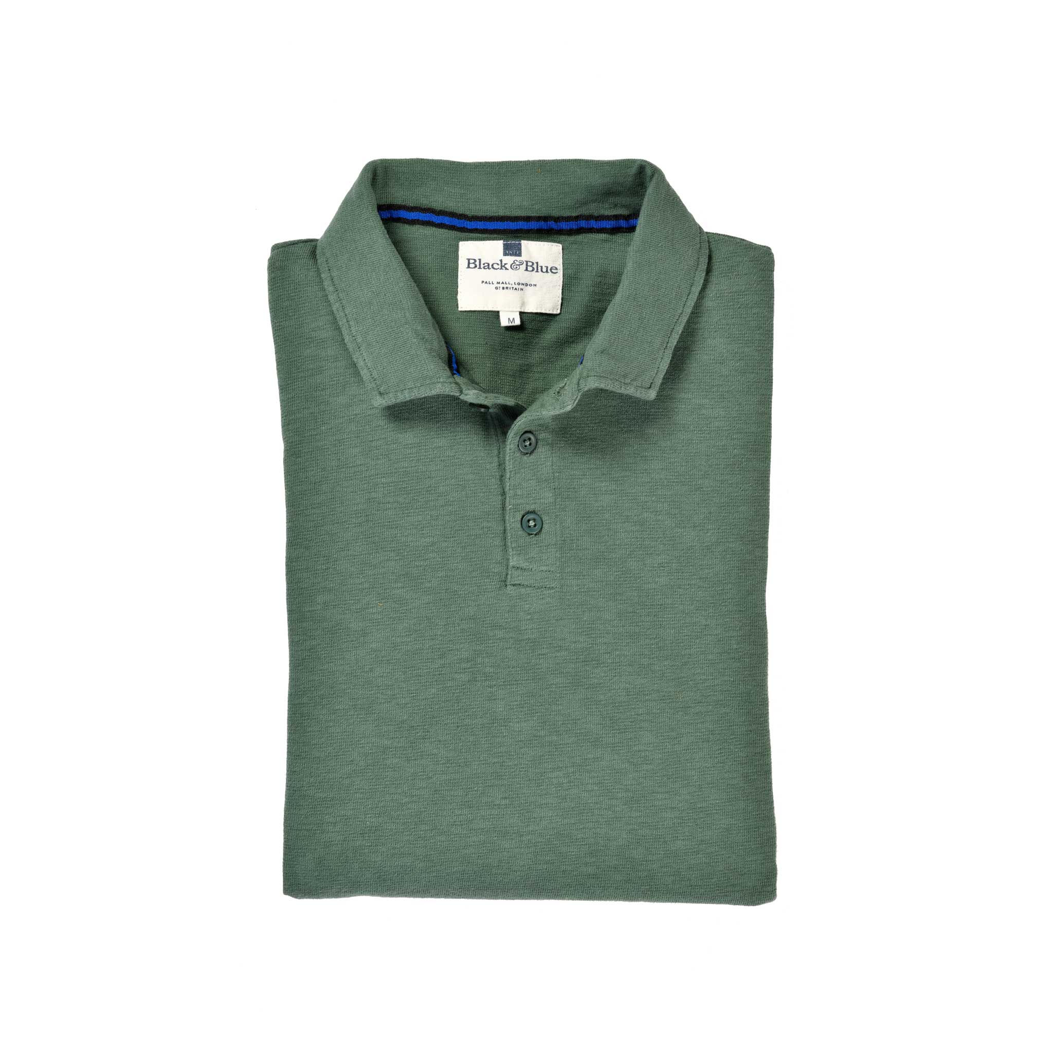 Green Long Sleeve 1871 Polo Shirt_Folded