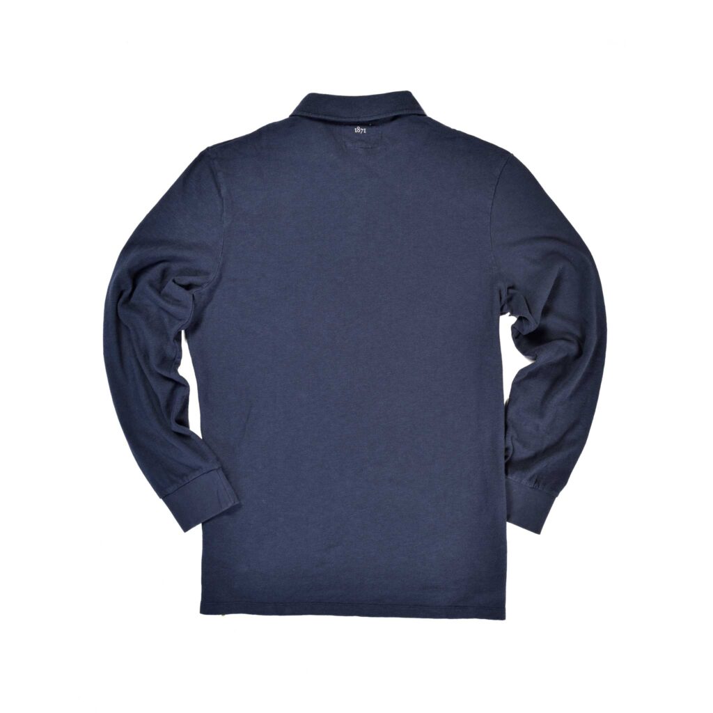 Navy Long Sleeve 1871 Polo Shirt_Back