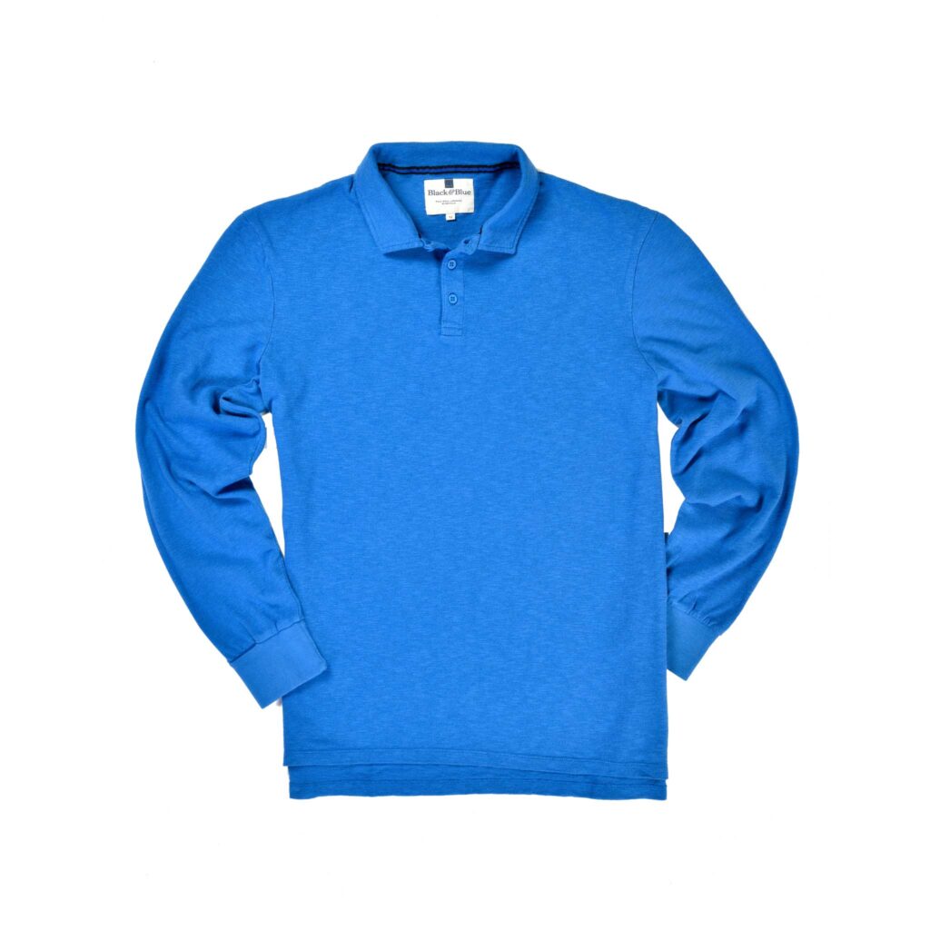 Royal Blue Long Sleeve 1871 Polo Shirt_Front
