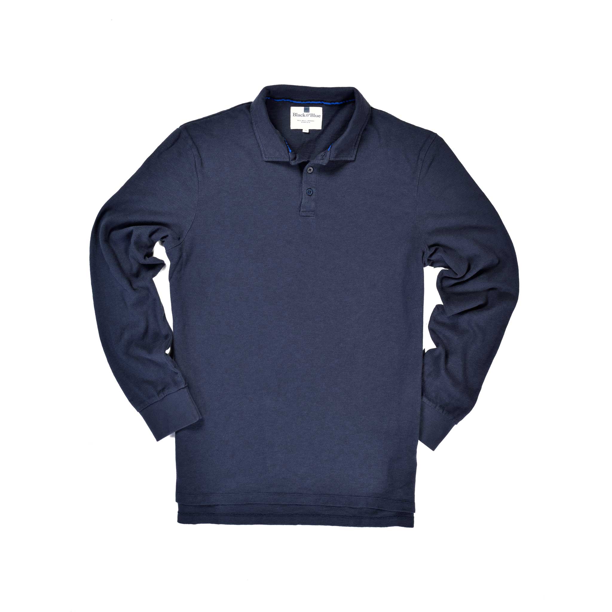 Navy Long Sleeve 1871 Polo Shirt_Front