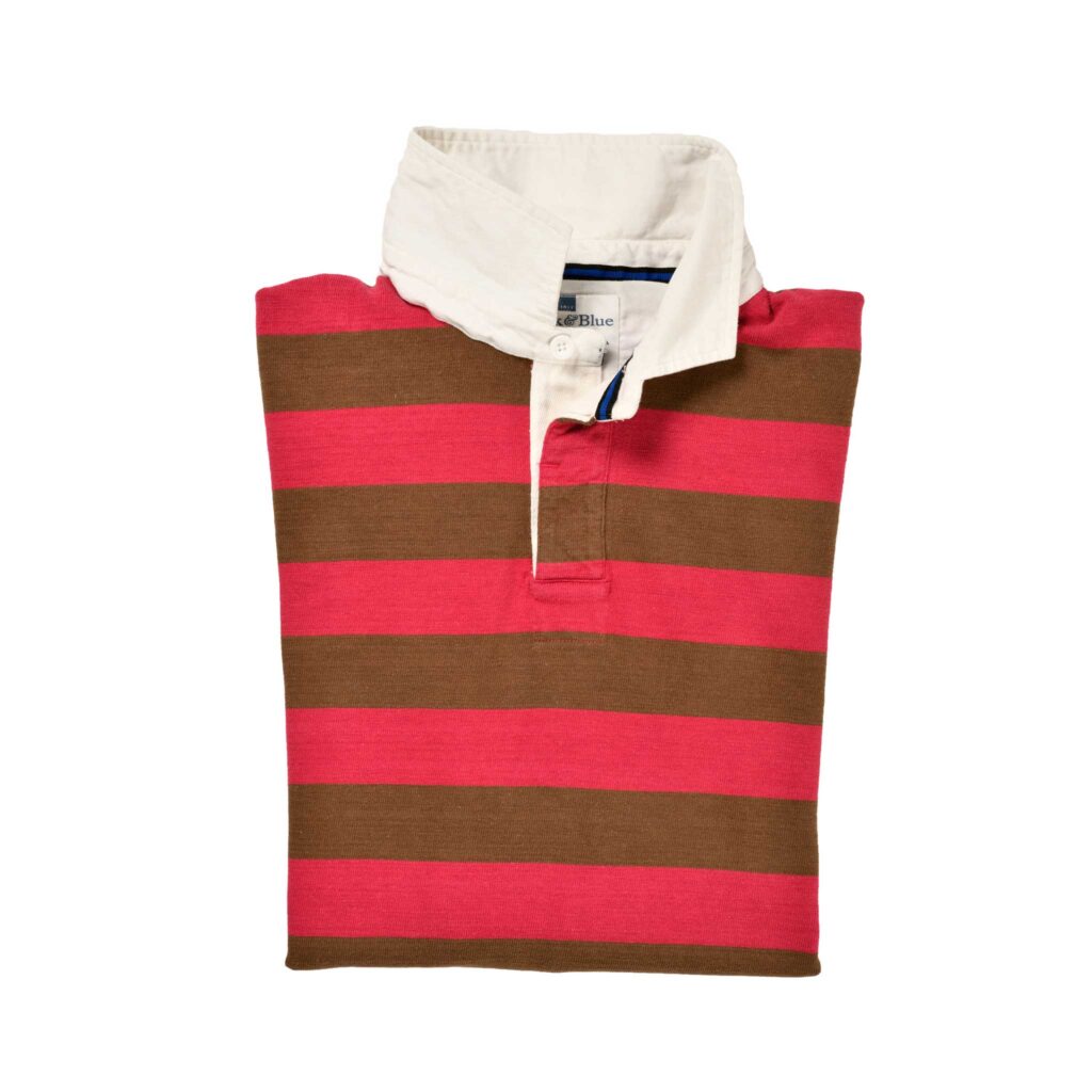Classic Raspberry and Carafe 1871 Rugby Shirt_Folded