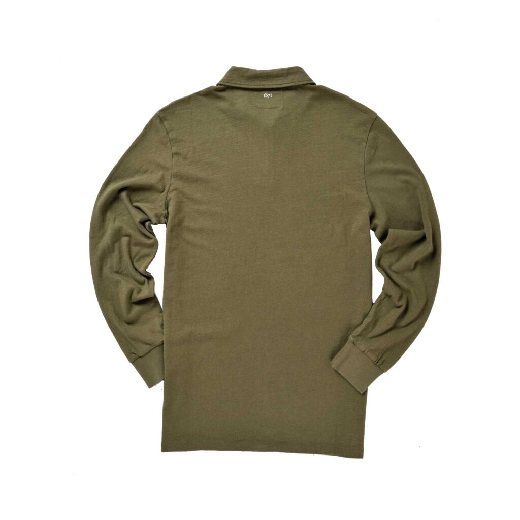 Khaki Long Sleeve 1871 Polo Shirt_Back