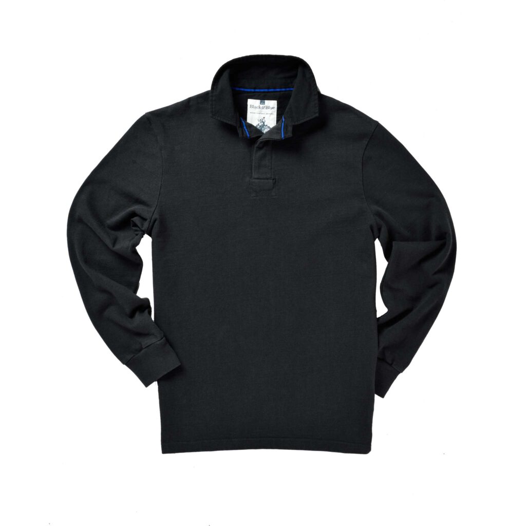 Classic Black with Black Collar Rugby Shirt_Front