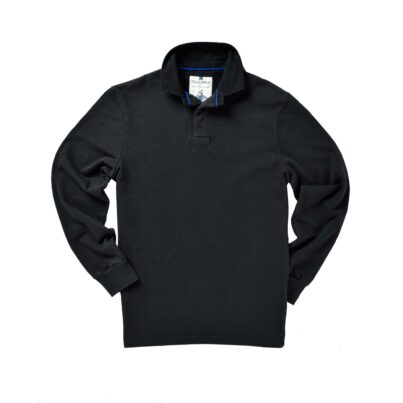 CLASSIC BLACK WITH BLACK COLLAR 1871 RUGBY SHIRT