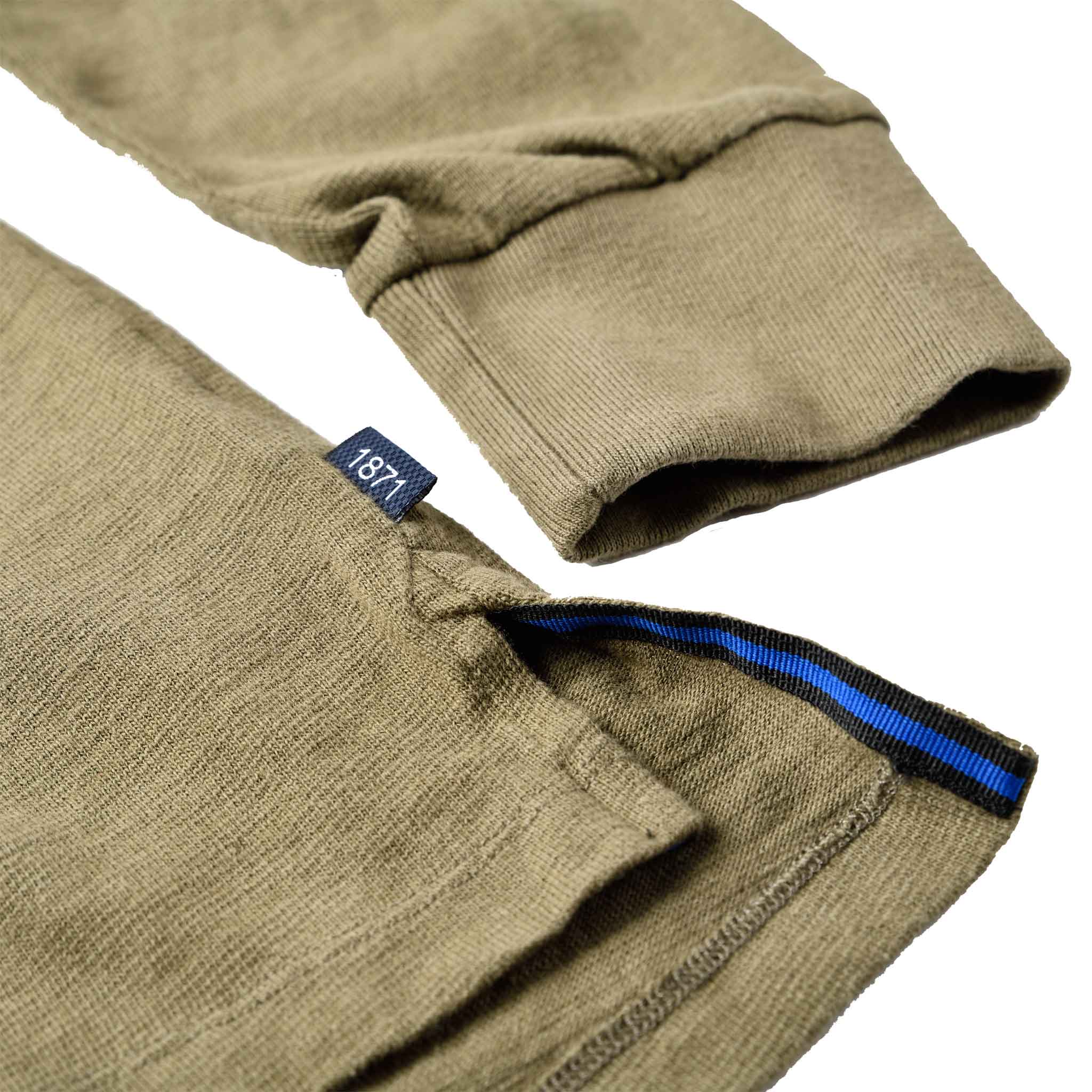 Khaki Long Sleeve 1871 Polo Shirt_Hem
