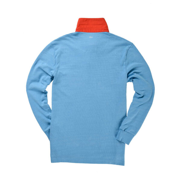 CLASSIC AZURE BLUE 1871 RUGBY SHIRT RED COLLAR BlackandBlue1871