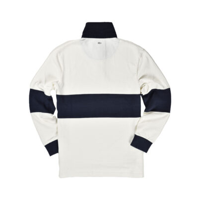 White w Blue Hoop Rugby Shirt_Back