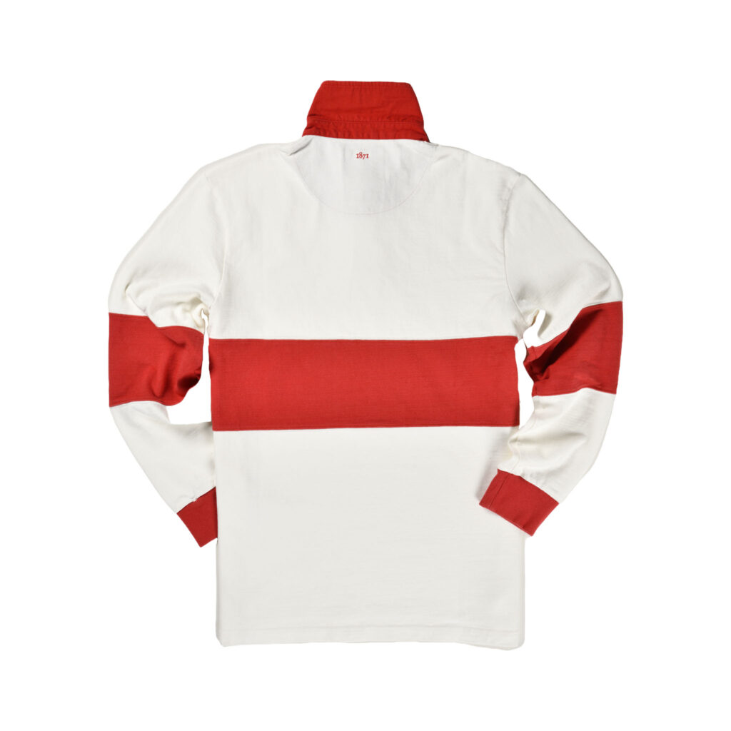 White w Red Hoop Rugby Shirt_Back