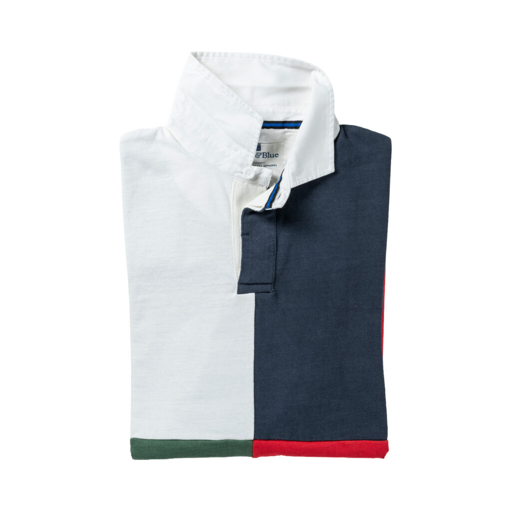 Red, Green, Navy & White 1871 Rugby Shirt_Folded