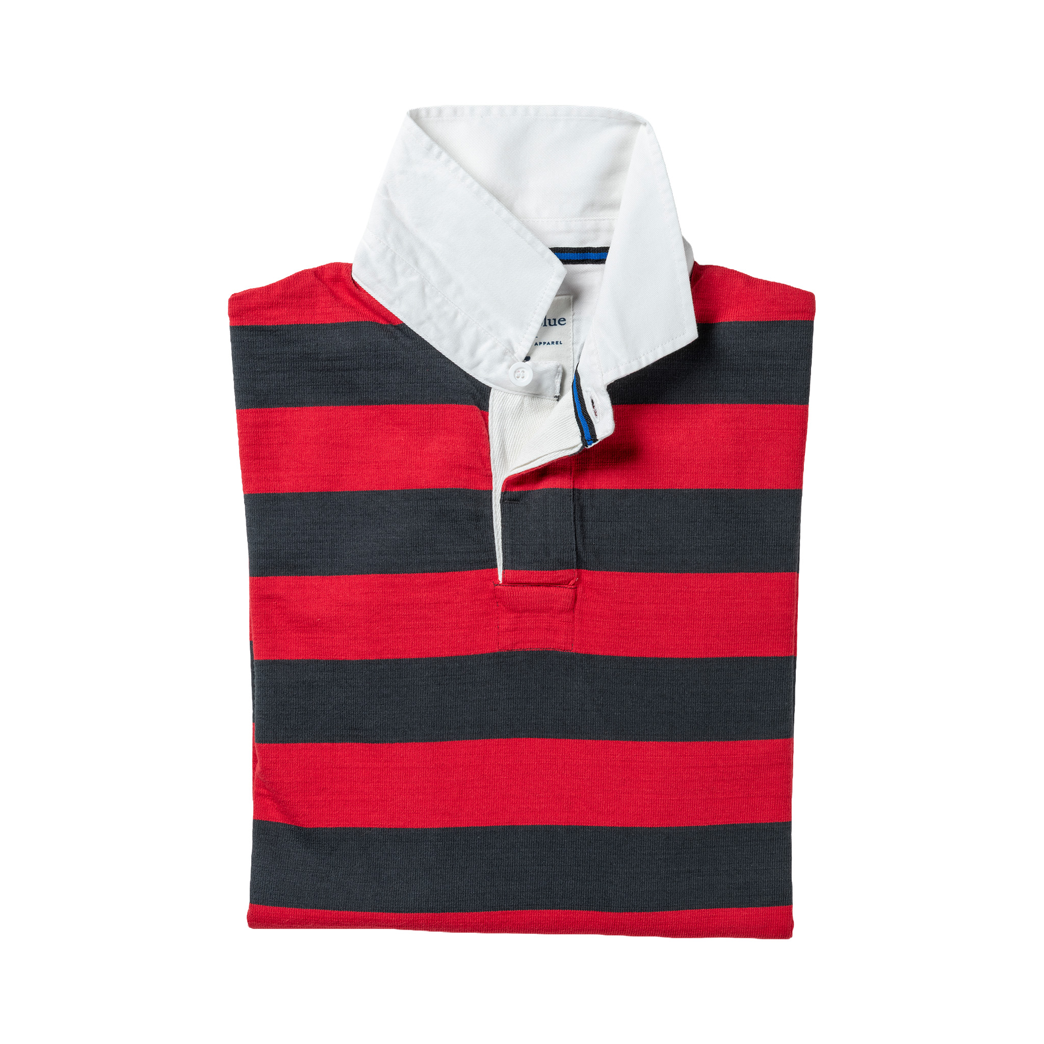Red and Black Stripe 1871 Rugby Shirt_Folded