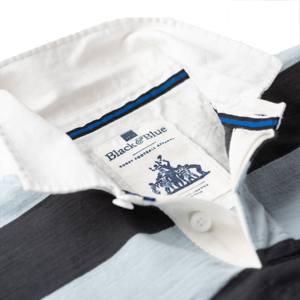 Sky&Black Stripe 1871 Rugby Shirt_BBLabel