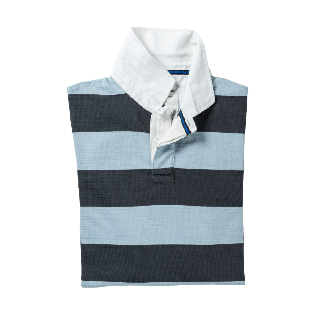 Sky&Black Stripe 1871 Rugby Shirt_Folded