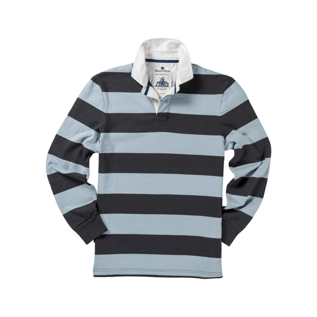 Sky&Black Stripe 1871 Rugby Shirt_Front
